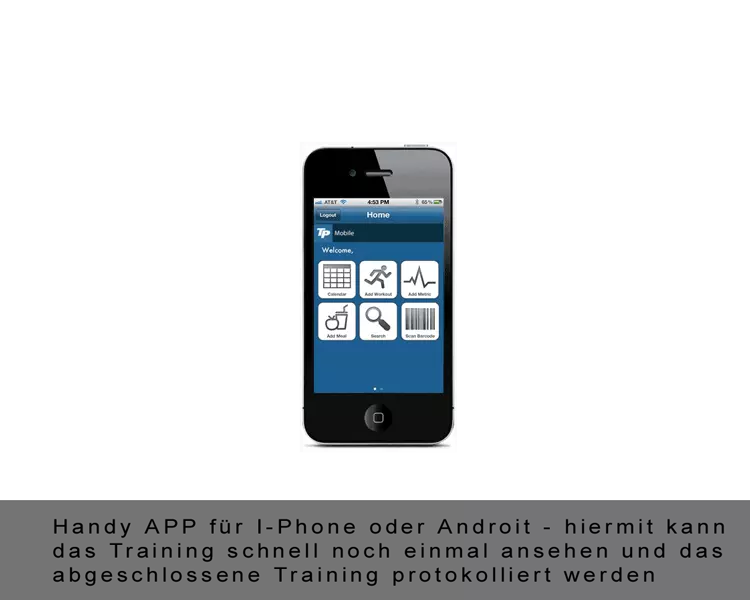 Zugang über eine Handy-App (I-Phone und Androit) zum Eintragen und Nachlesen der Trainingseinheiten